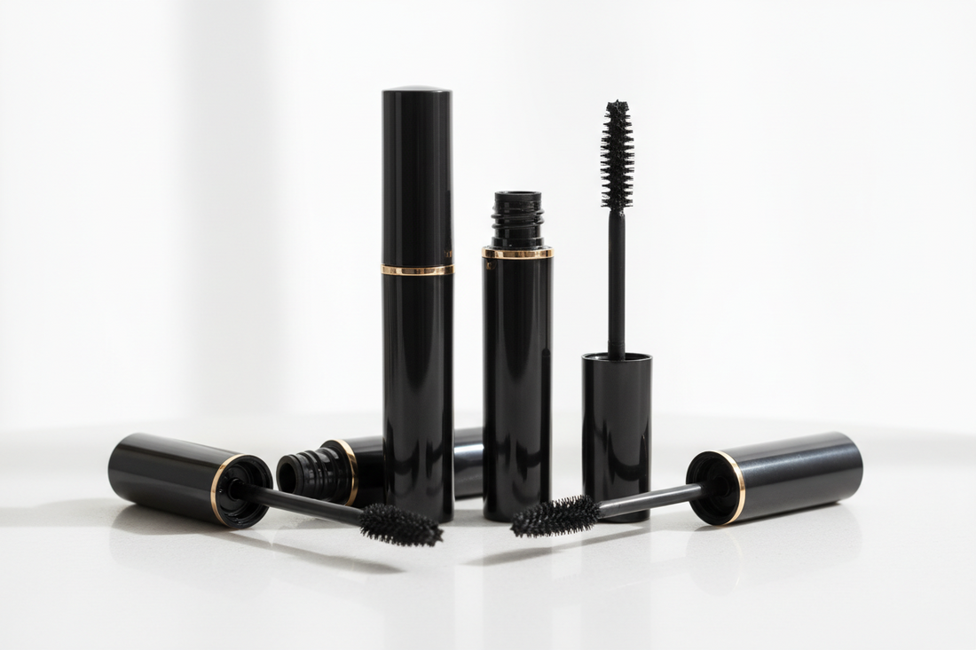 Mascara sau rimel aplicat pe gene pentru volum și alungire în machiajul ochilor