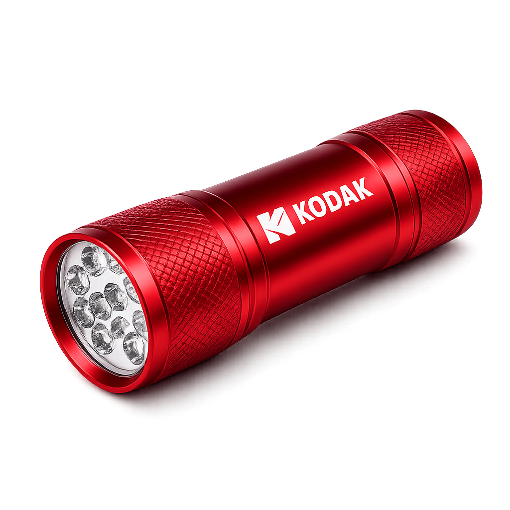 Lanternă KODAK 9 LED Flashlight, 46 lumens, IP62, cu baterii AAA incluse, rosu