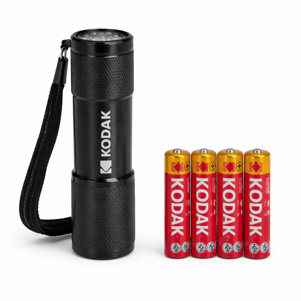 Lanternă KODAK 9 LED Flashlight, 46 lumens, IP62, cu baterii AAA incluse, negru