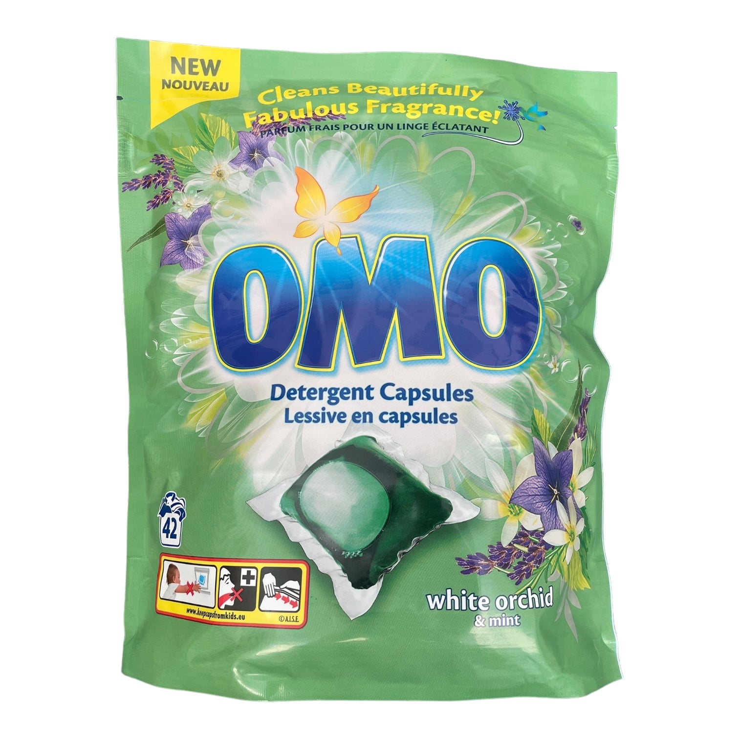 Capsule Detergent OMO Orhidee Albă & Mentă 42 buc - Prospețime Intensă