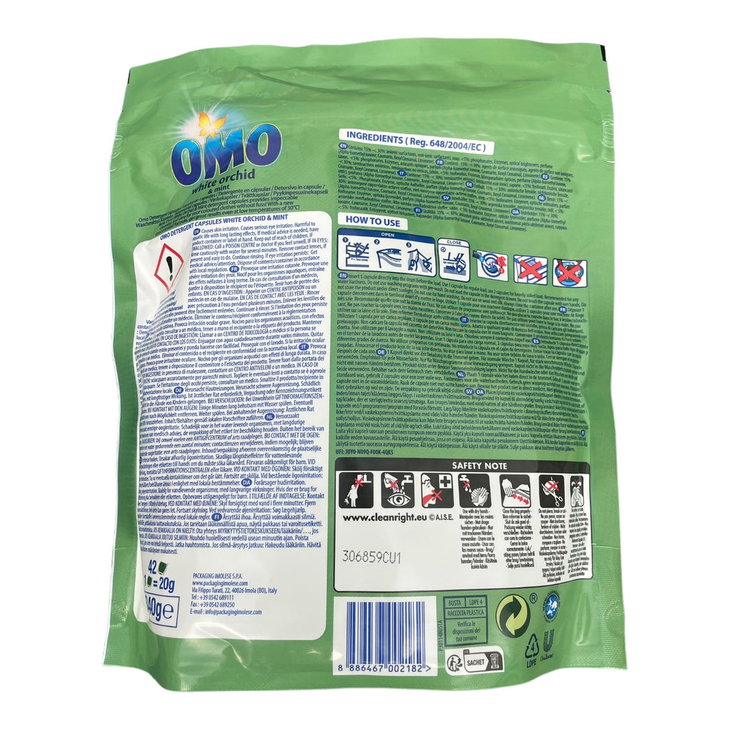 Capsule Detergent OMO Orhidee Albă & Mentă 42 buc - Prospețime Intensă