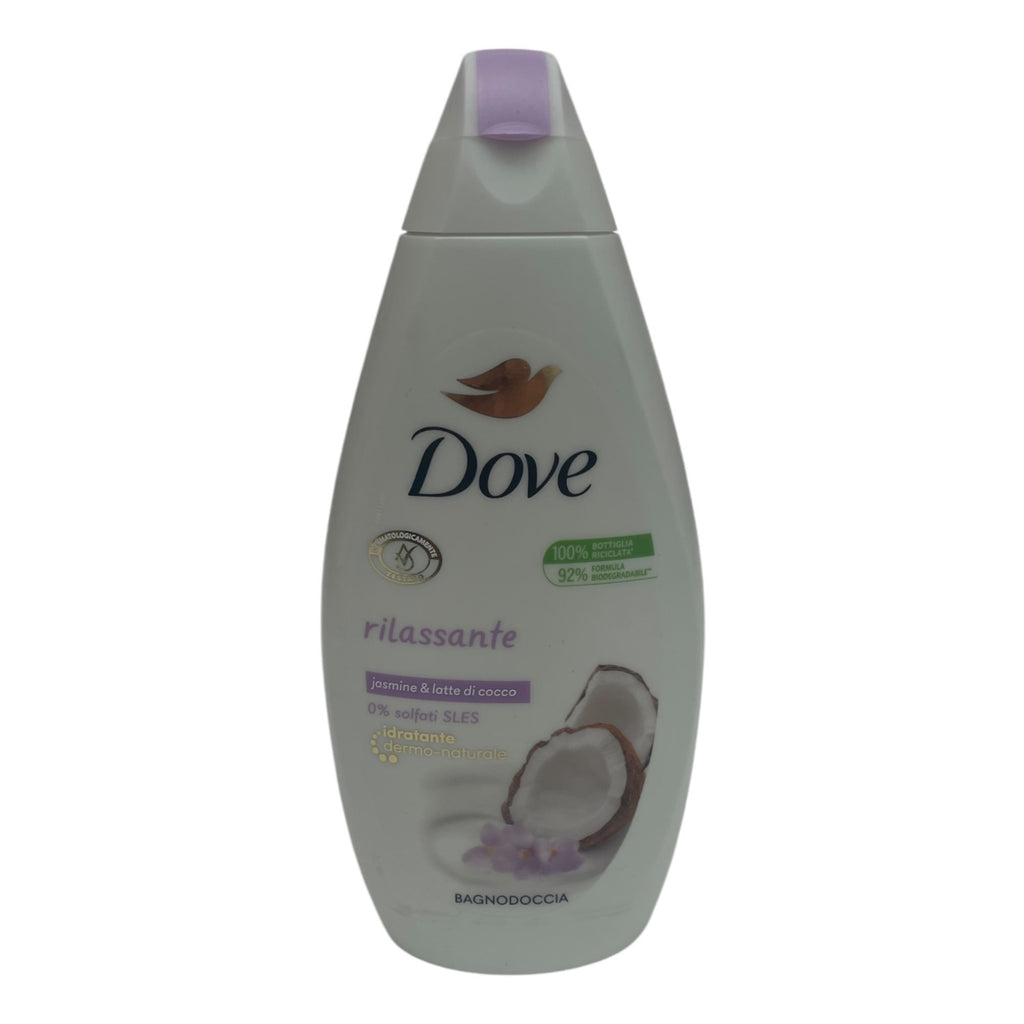 Gel de duș Dove Rilassante cu iasomie și lapte de cocos, hidratant, fără sulfați SLES, 450 ml