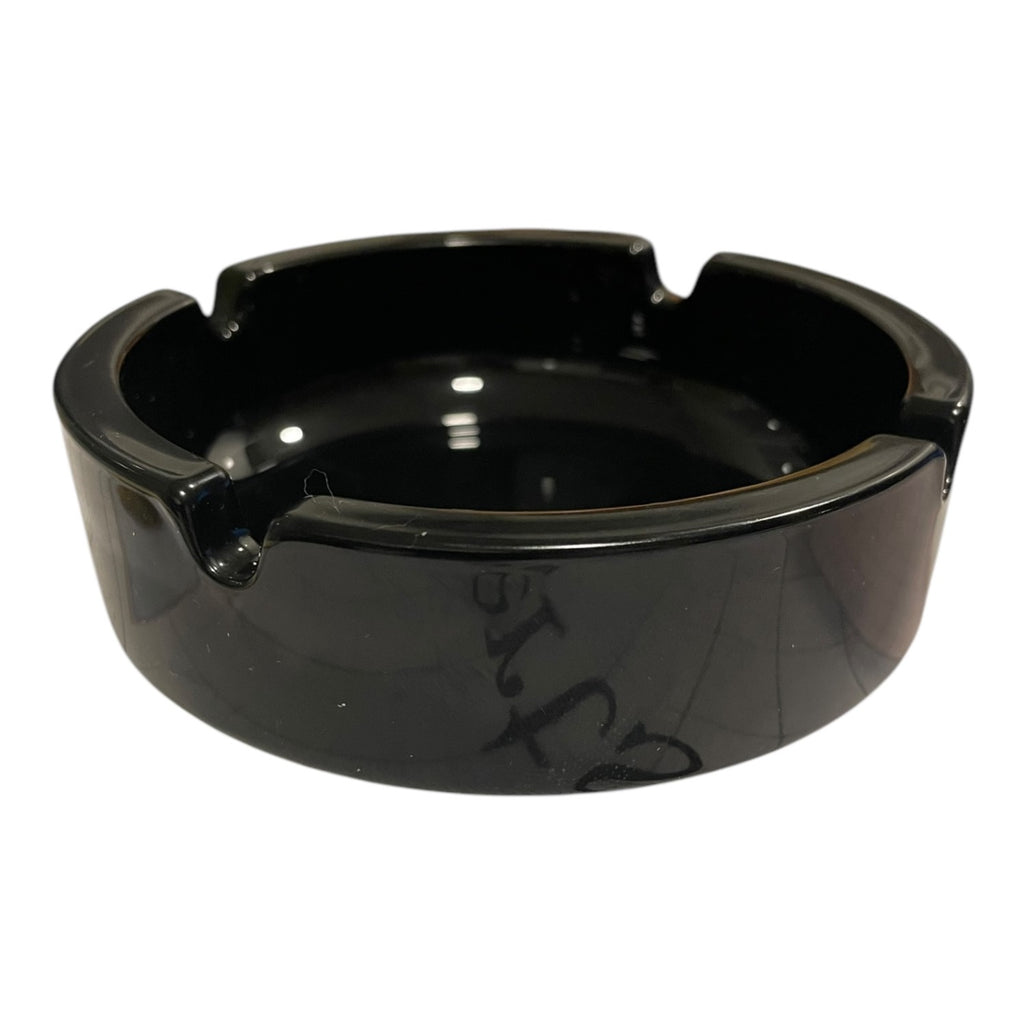 Scrumieră Ceramică Neagră - Design Clasic Rotund cu Caneluri