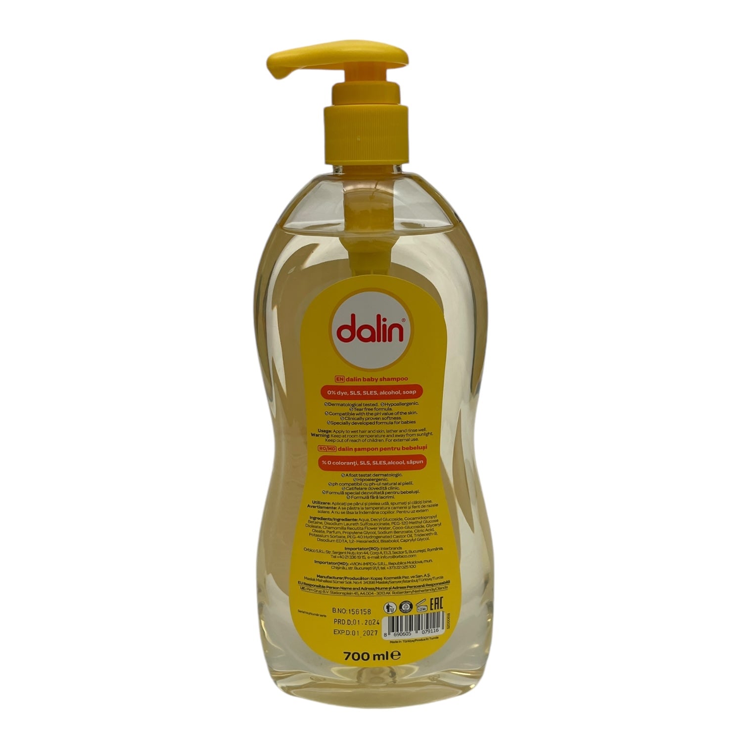 Șampon pentru bebeluși Dalin Baby cu extract de mușețel, fără lacrimi, 700 ml