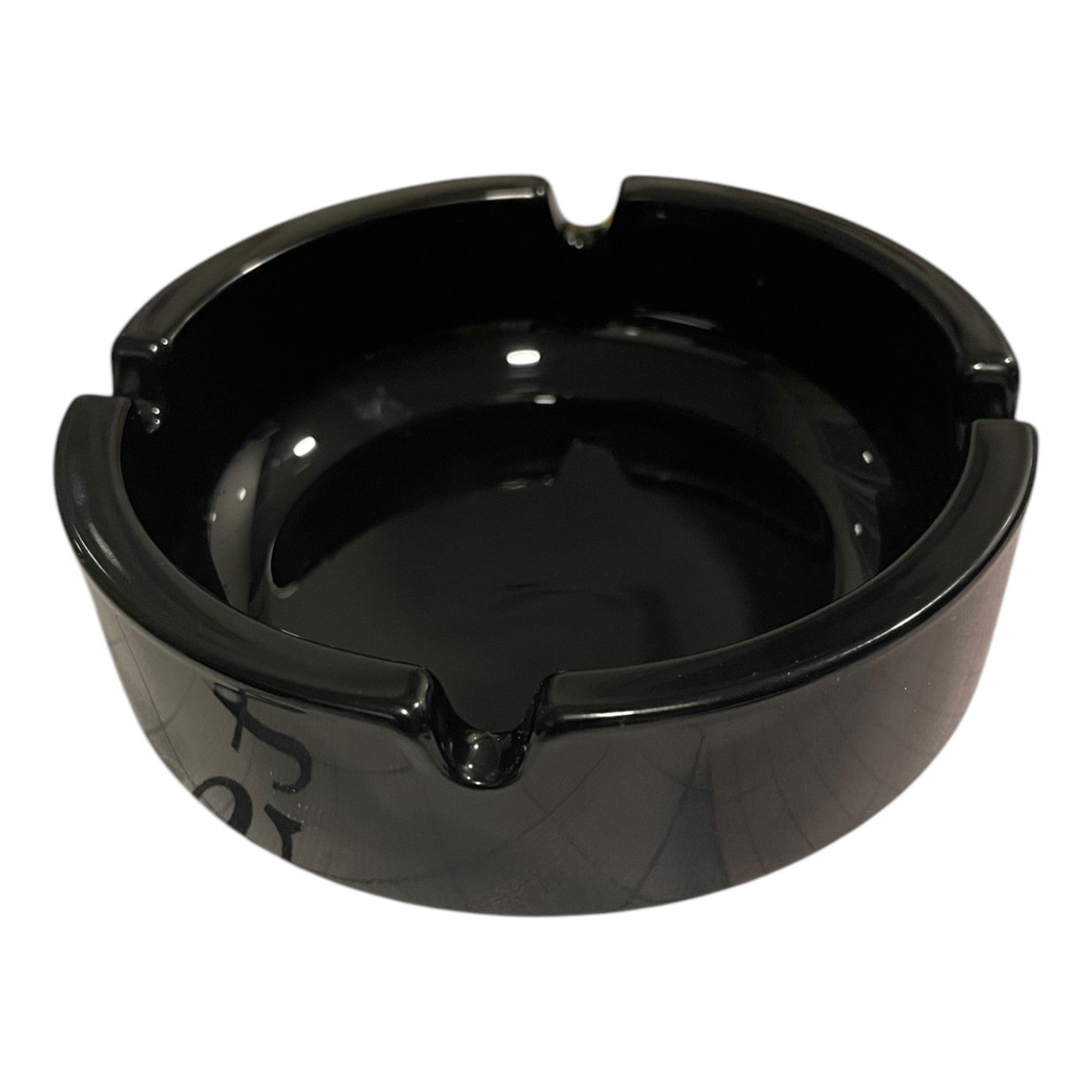 Scrumieră Ceramică Neagră - Design Clasic Rotund cu Caneluri