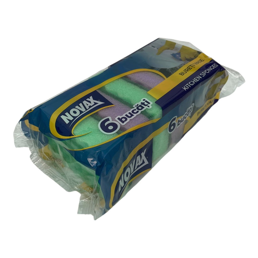 Bureți de vase Novax Kitchen Sponges, set 6 bucăți, pentru spălat vase și curățenie bucătărie