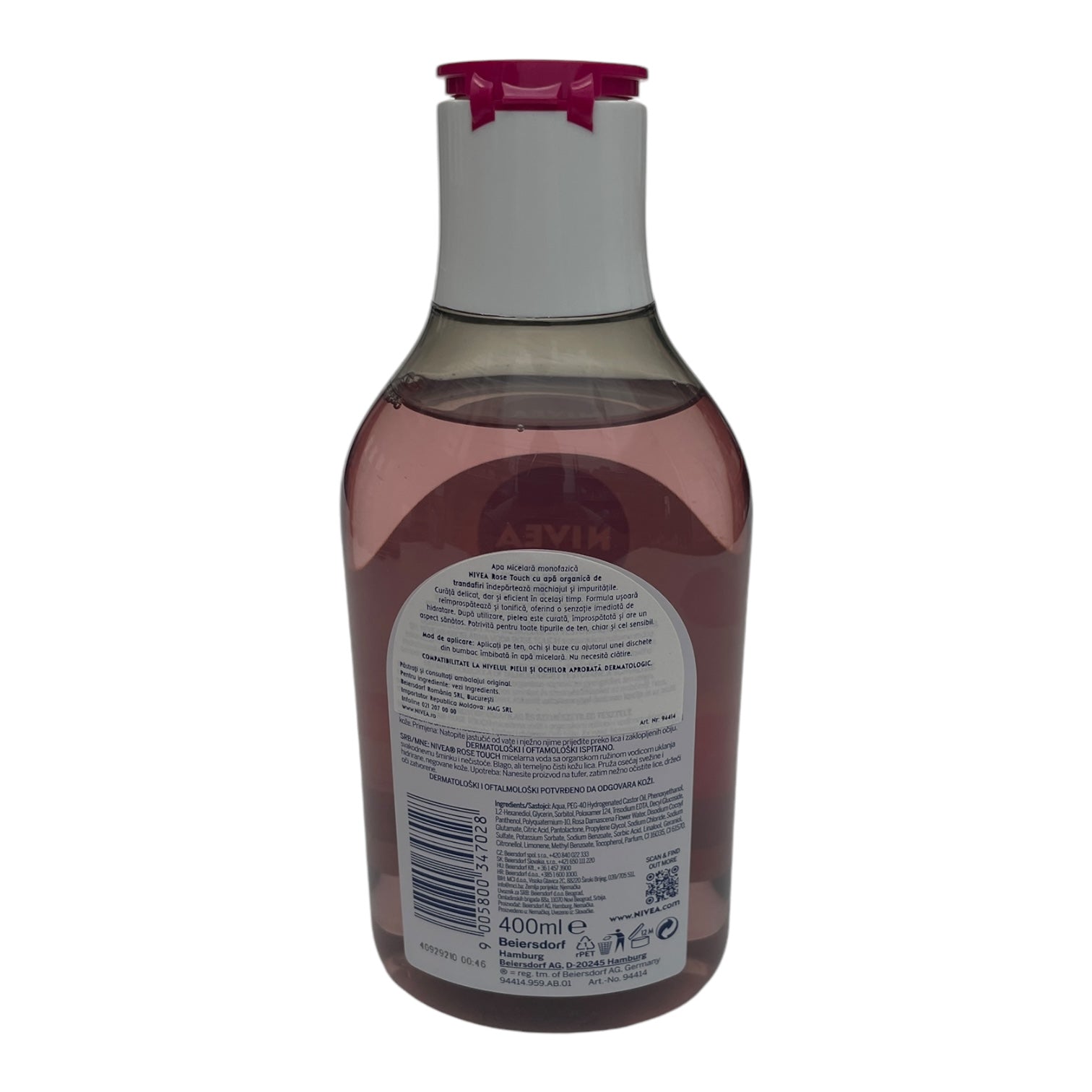 Apă micelară NIVEA Rose Touch, complex cu apă de trandafir organic, 400ml