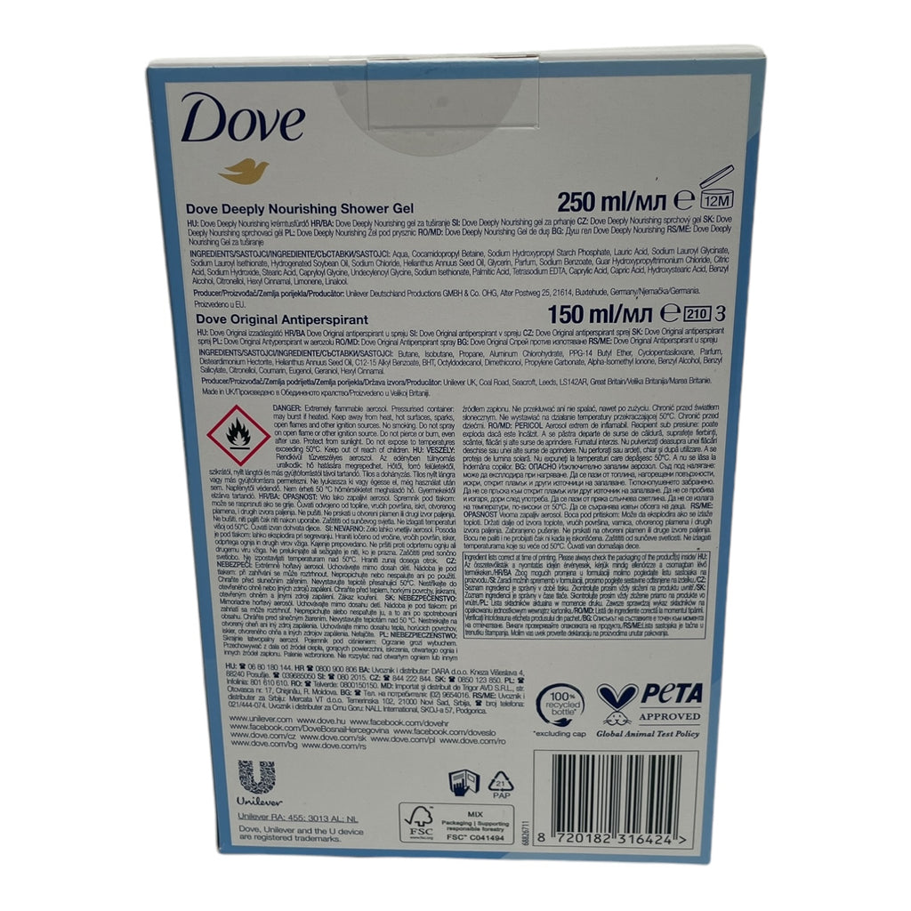 Set cadou Dove Original Care Gift, gel de duș 250ml + deodorant 150ml