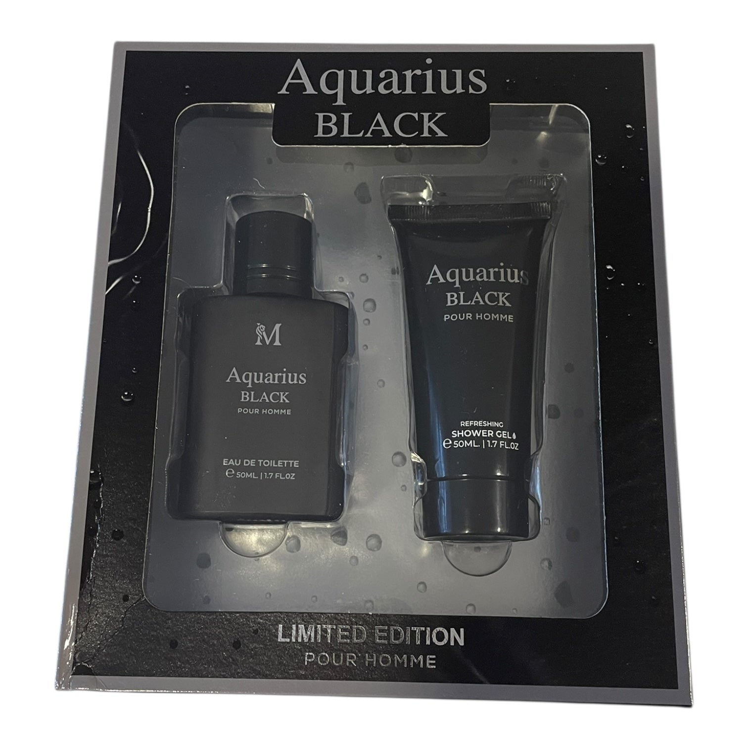 Aquarius Black - Set Cadou Limited Edition Pour Homme (Parfum 50ml + Shower Gel 50ml)
