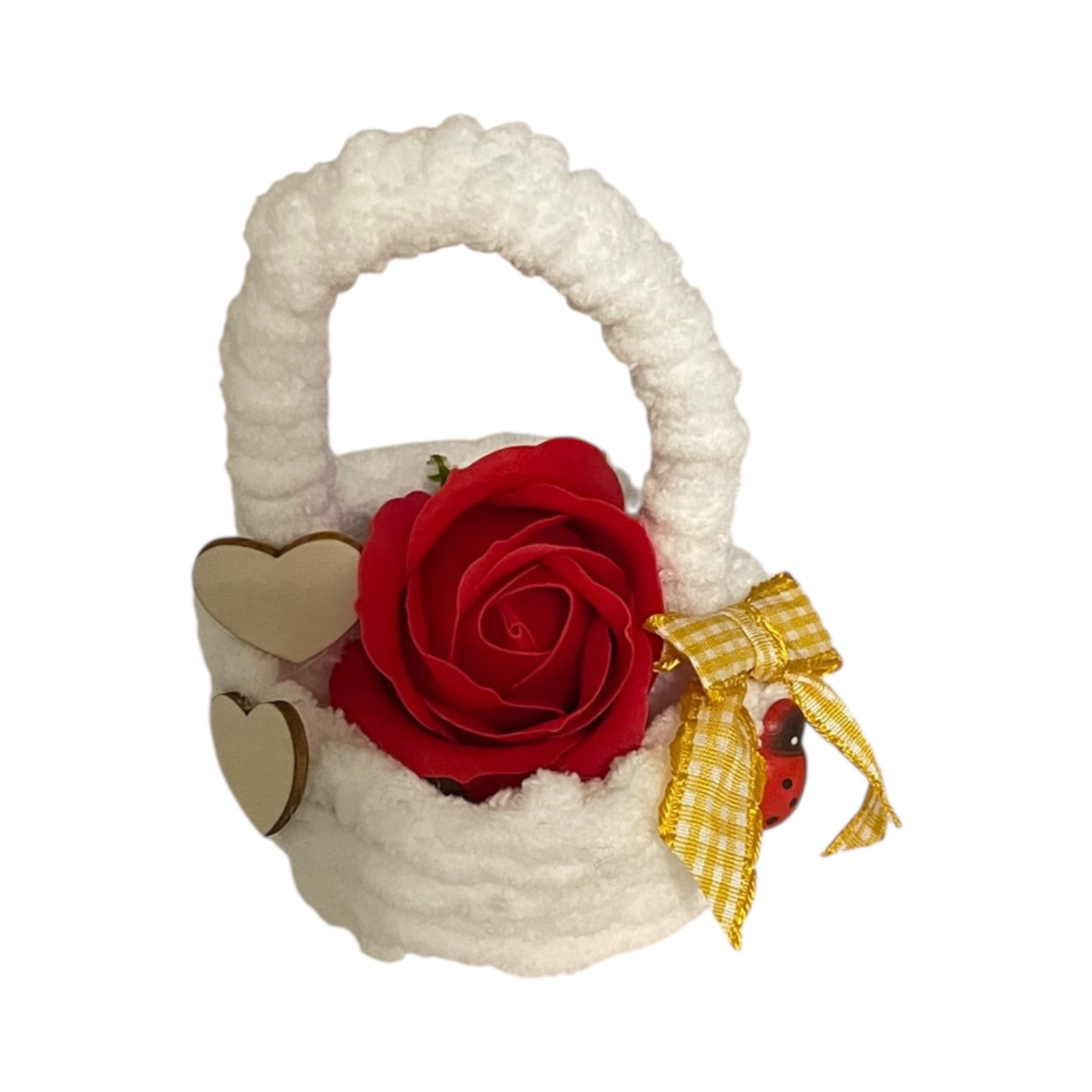 Coșuleț decorativ cu flori de săpun, handmade, multicolor