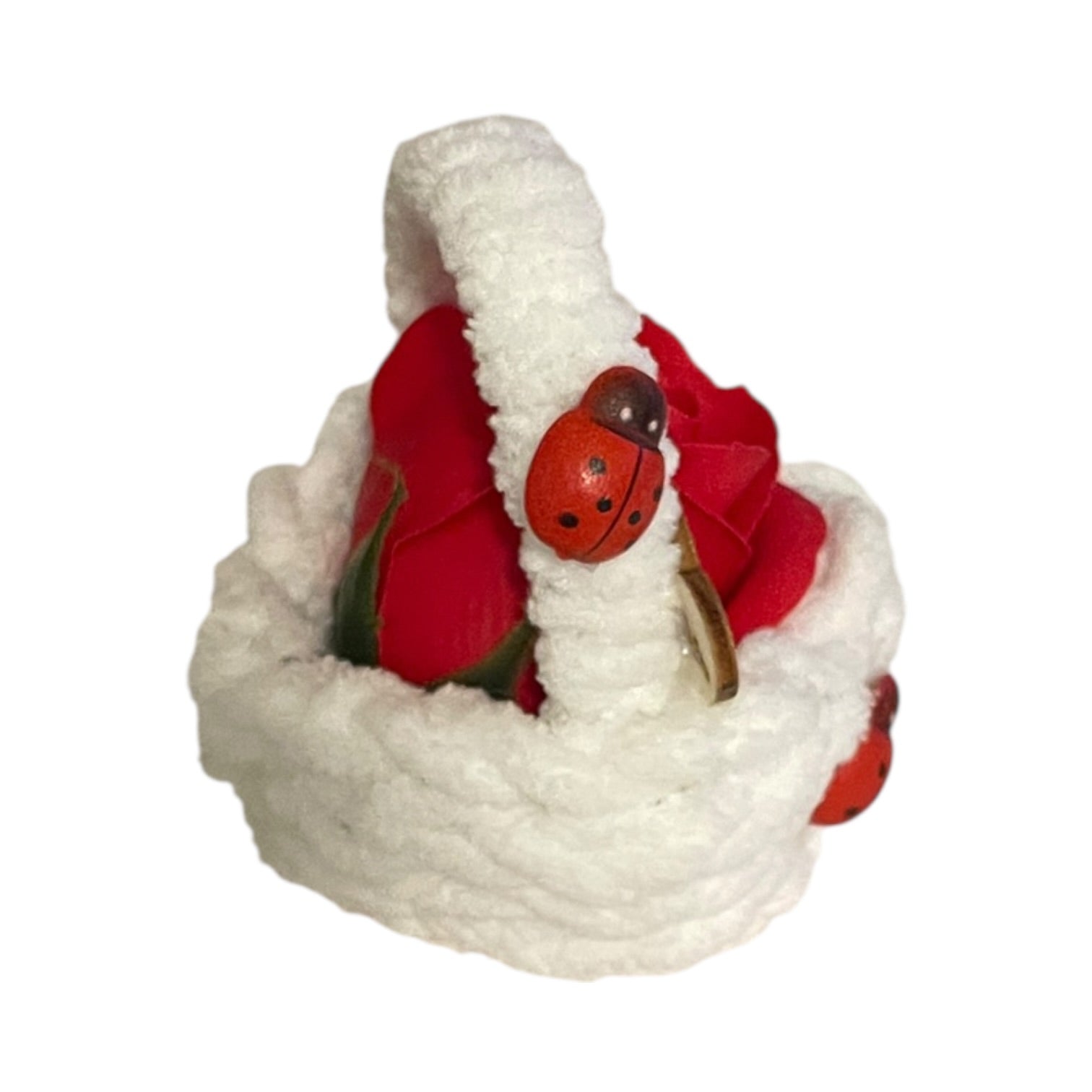 Coșuleț decorativ cu flori de săpun, handmade, multicolor