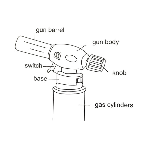 Arzător Gaz cu Aprindere Piezo 1300°C - Buton Albastru, Flacără Reglabilă