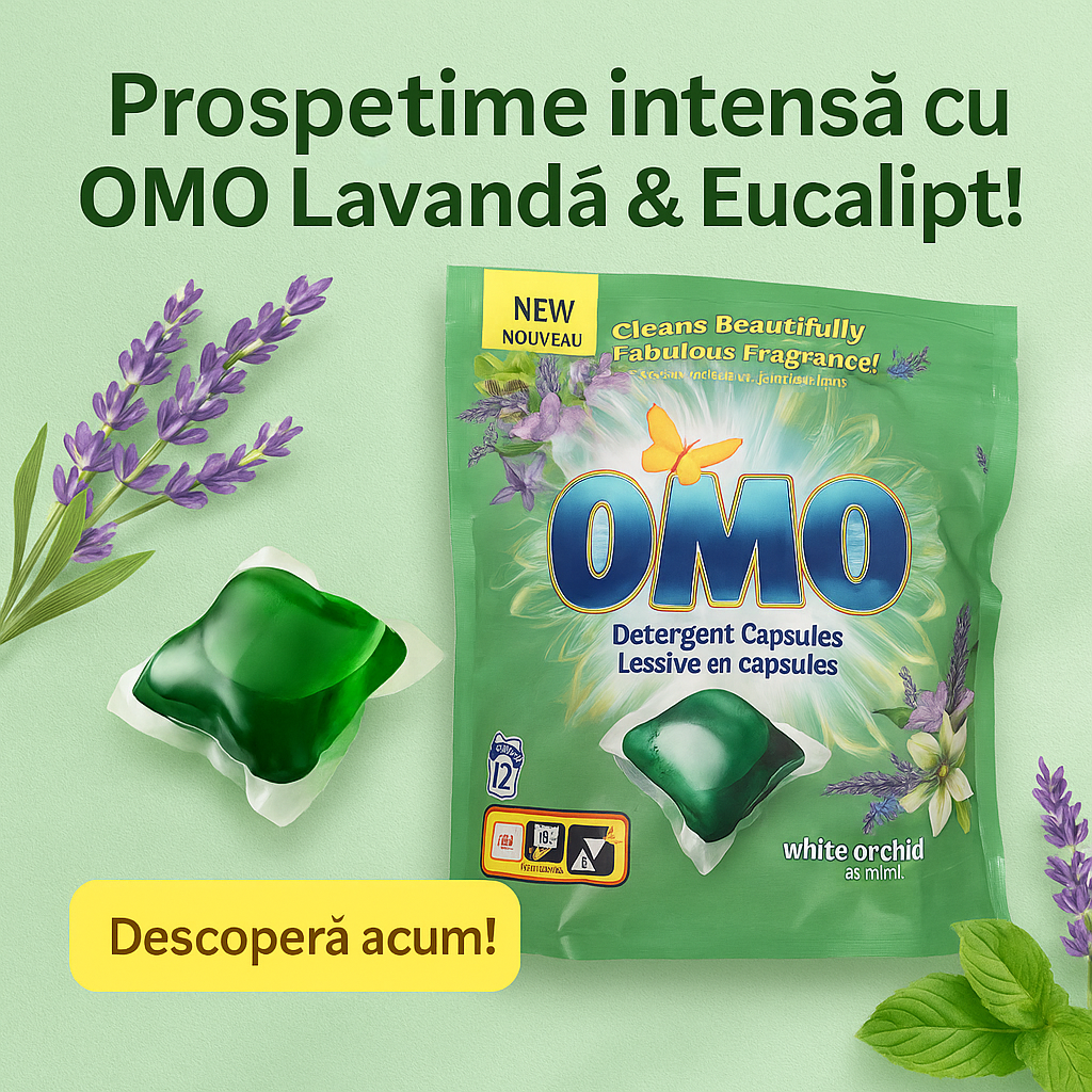Capsule Detergent OMO Orhidee Albă & Mentă 42 buc - Prospețime Intensă