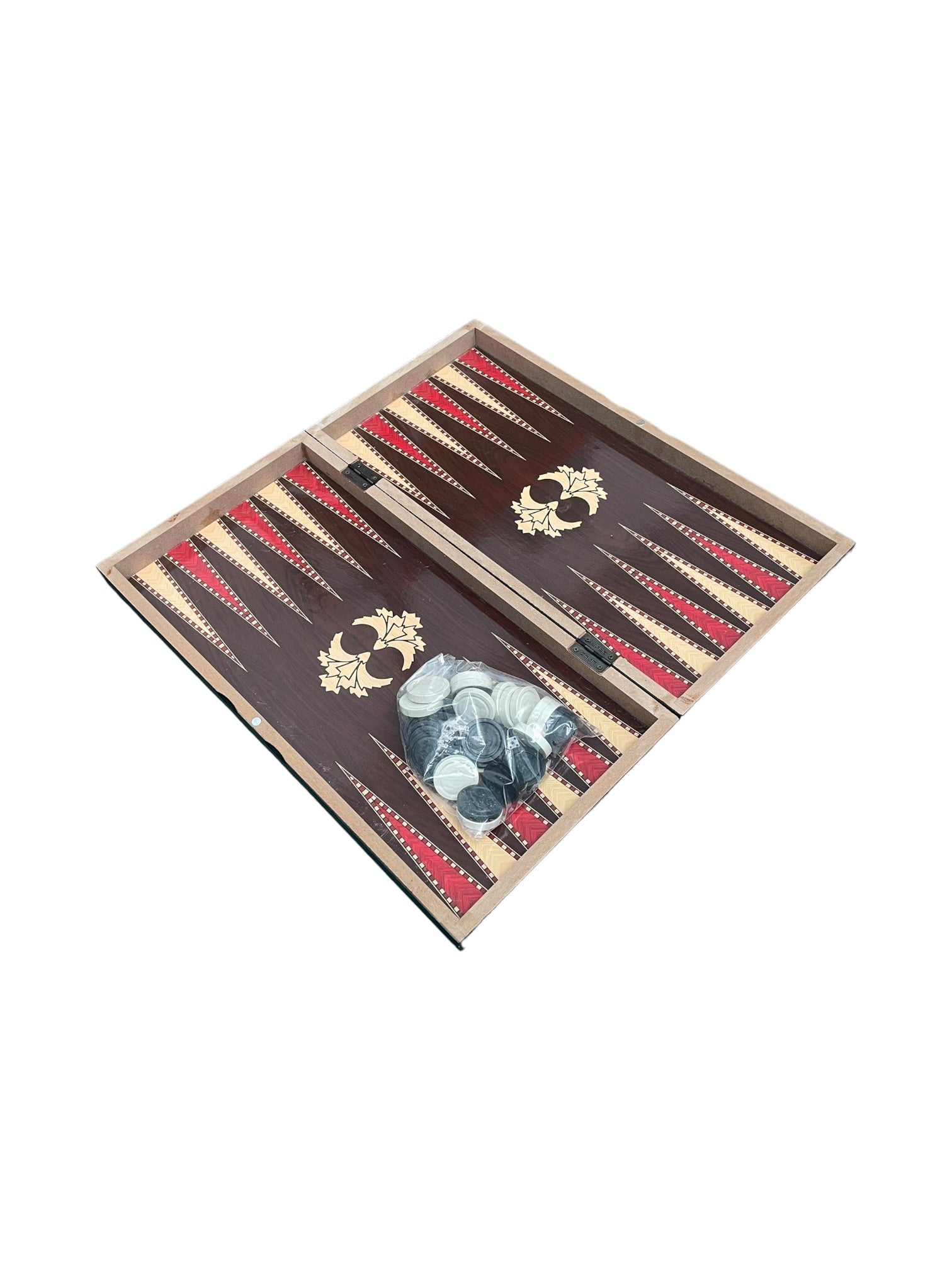 Joc de table clasic din lemn - 48x25 cm - 30 piese - Design alb-negru