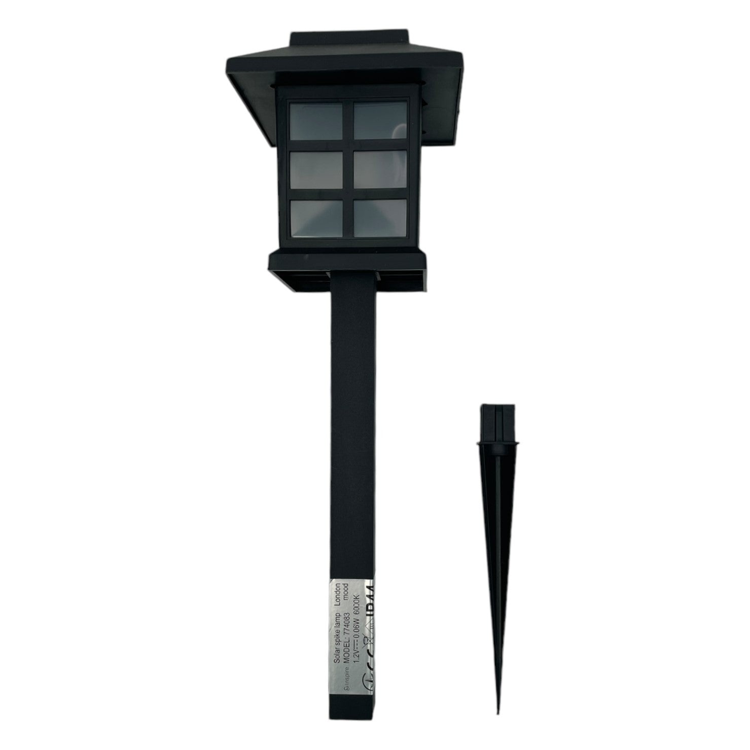 Felinar Solar Grădină London - Lampă Exterior 6000K IP65 Negru