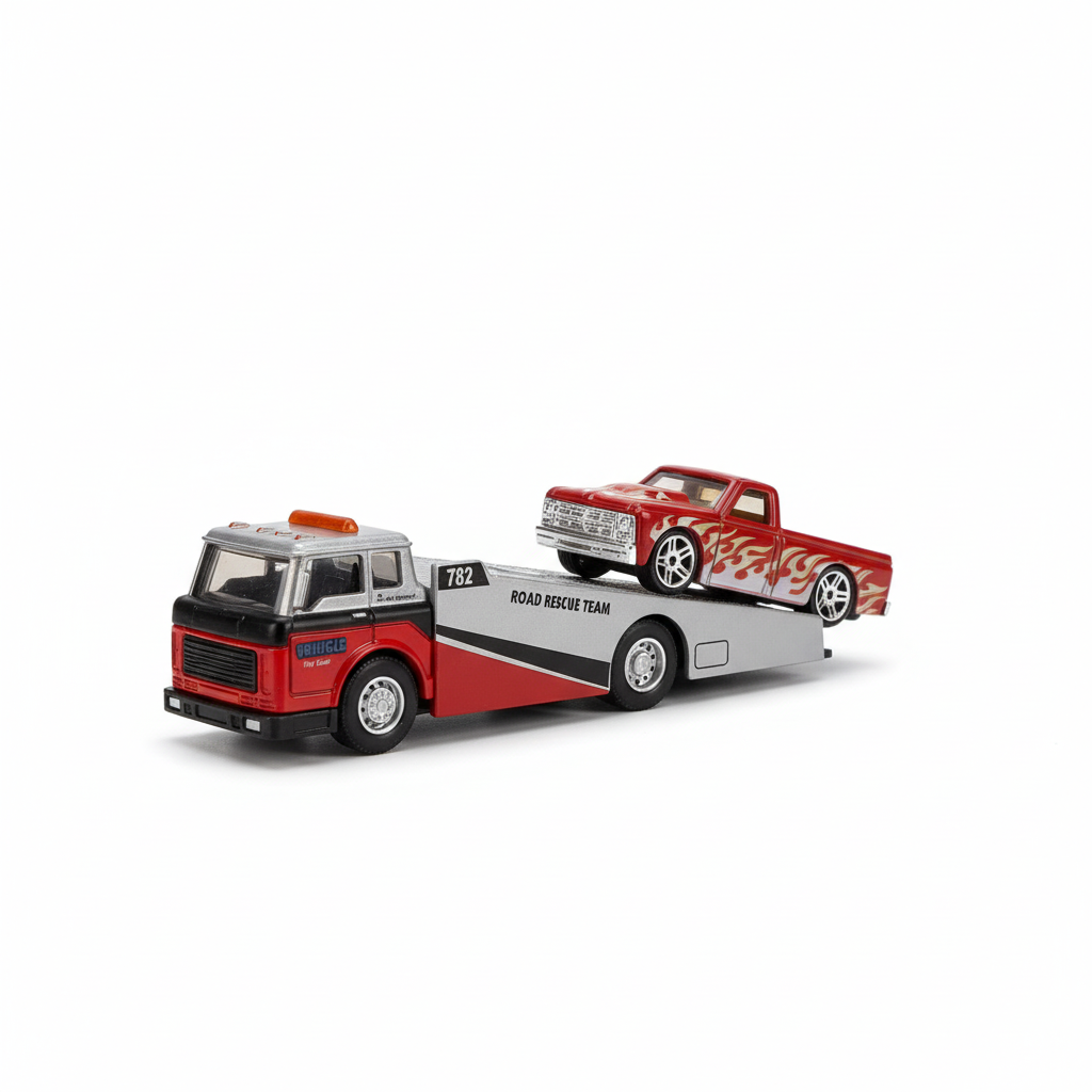 Mașină încărcată pe platformă salvare