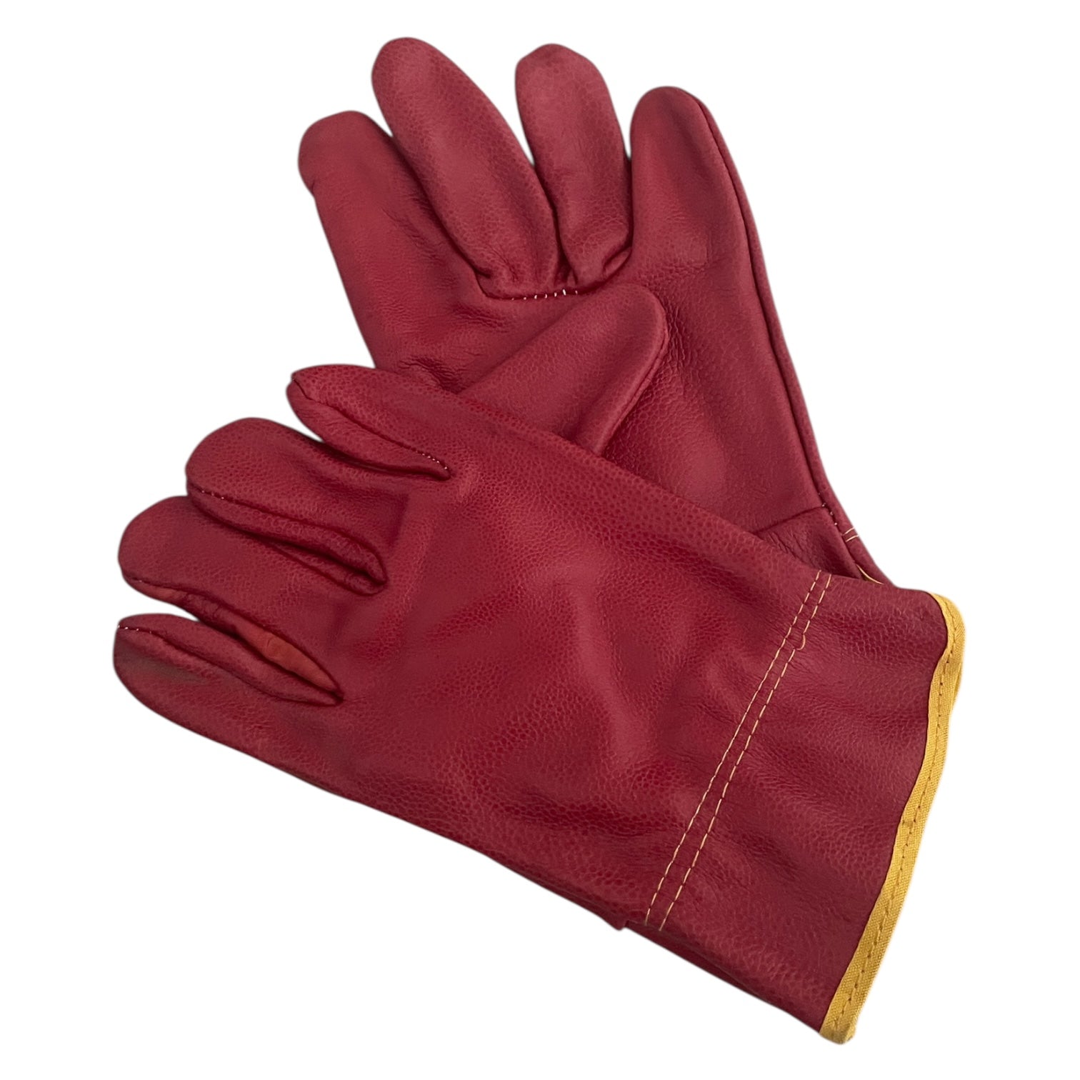 Mănuși de Protecție din Piele Roșie - Rezistente pentru Lucru și Sudură