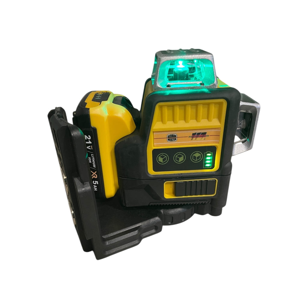 Nivelă Laser 4D German Meister - 16 Linii Laser Verde 360° cu Baterie 21V 5Ah