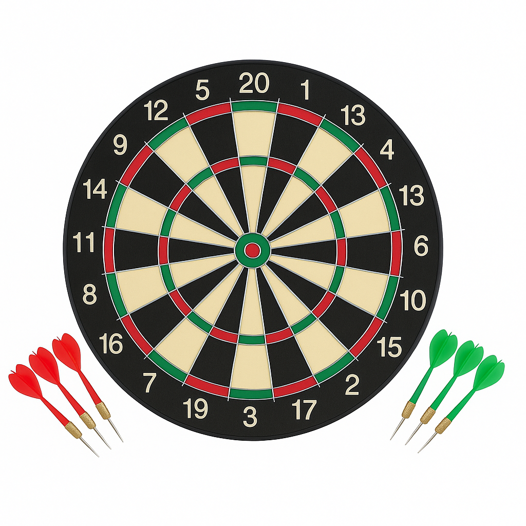 Set darts cu 6 săgeți - joc de perete cu ramă, 45 cm