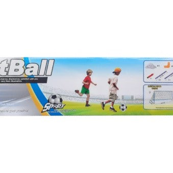 Set Poartă de Fotbal cu Plasă, Minge și Pompă - Albastru-Galben